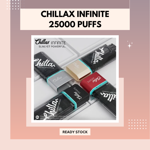 Chillax Infinite 25000 Puffs disposable vape with clear e-juice window and dual mesh coils for Singapore vapers