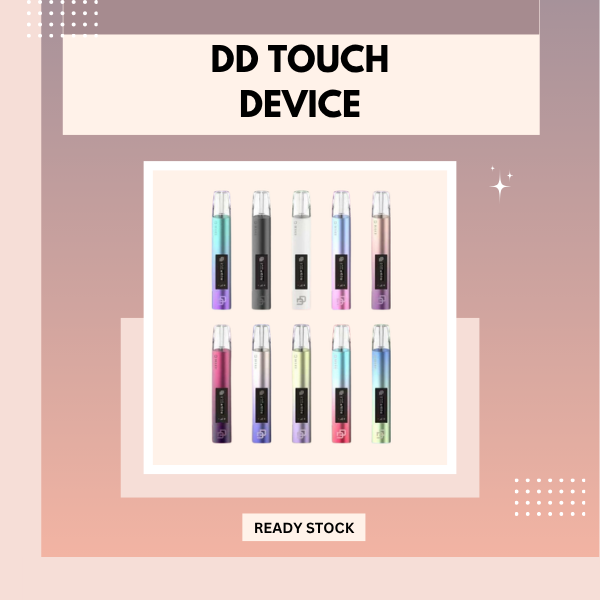 DD Touch Device premium vape pod system showing its sleek metallic touch-activated chassis
