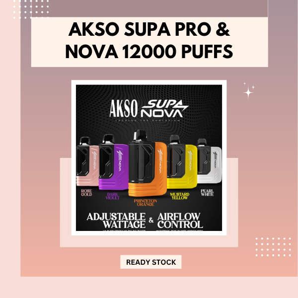 Akso Supa Pro Nova 12000 Puffs closed pod system vape device with replaceable cartridge