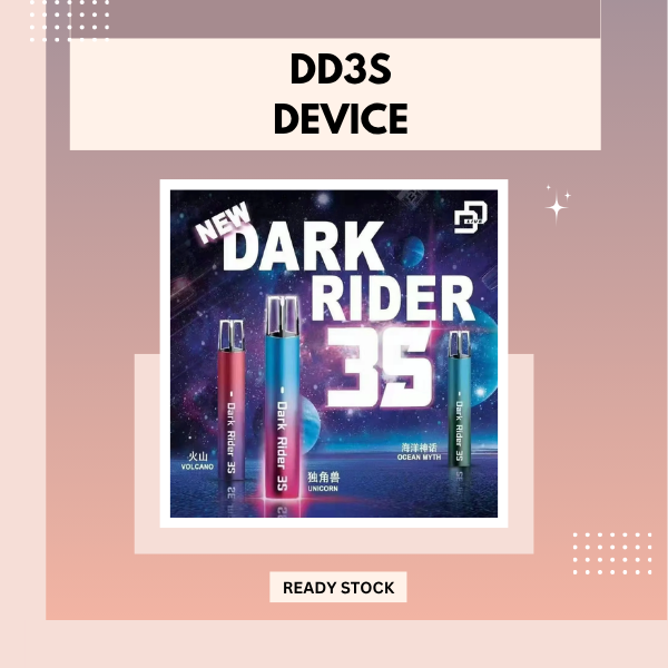DD3S Dark Rider 3S Vape Pod Device showing multiple color variants including Unicorn, Volcano, Ocean Myth, Winter Mountain, and Camo New Skin