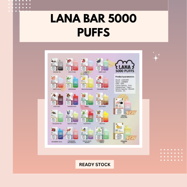 Lana Bar 5000 Puffs disposable vape rechargeable device sleek design