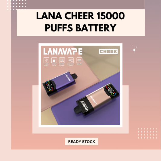 Lana Cheer 15000 Puffs rechargeable battery starter kit with Type-C port and power switch.