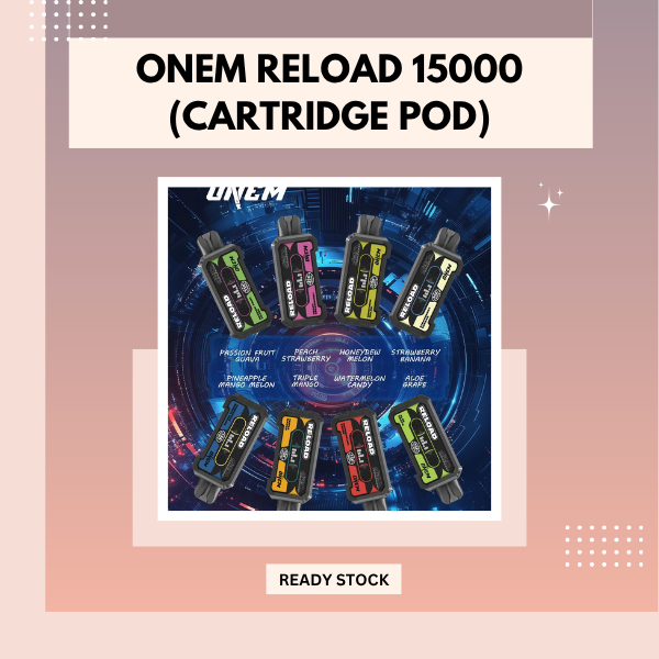 Reload Onem Reload 15000 Puffs prefilled cartridge pod flavor replacement showing modern sleek design compatible with ASDF Unplug battery base.