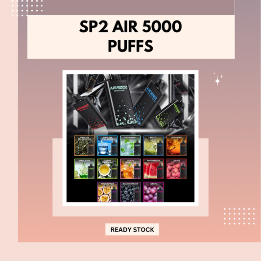 SP2 Air 5000 Puffs disposable vape device with adjustable airflow valve and Type-C charging port